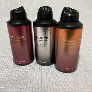 Bath & Body Works Men's Body Spray Trio - Bourbon, Graphite, Mahogany Teakwood